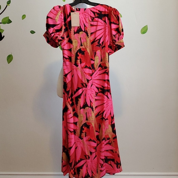 J Crew Faux-Wrap Midi Dress in Palm Print Size 0 - Picture 4 of 7